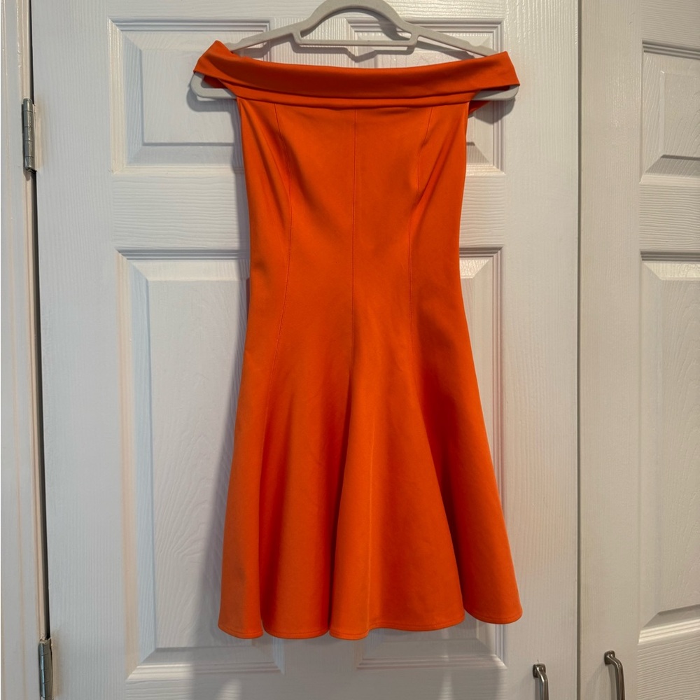 Halston Heritage Strapless Orange Dress